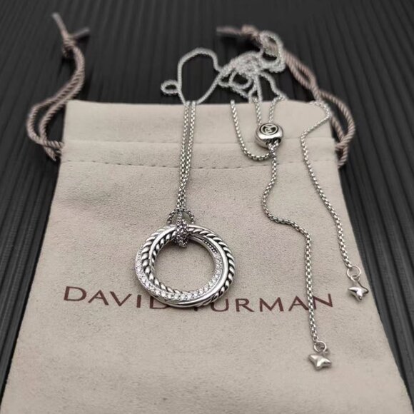 David Yurman Sterling Silver Crossover Loop Necklace - Picture 5 of 7